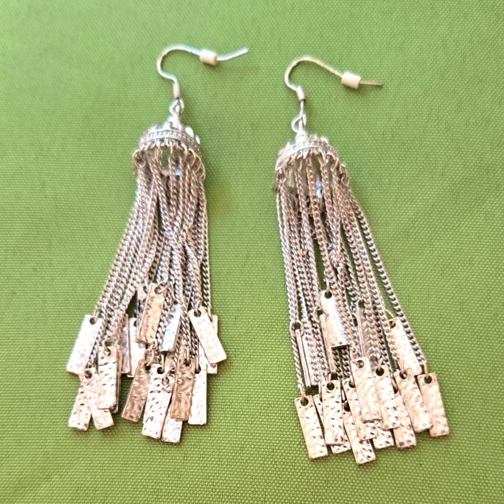 Silvertone Chaindrop Chandelier Earrings